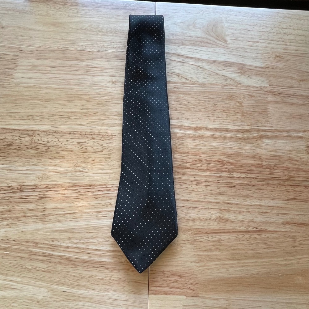 Bronzini Mens Black Micro Dot Pin Dot Classic Necktie Standard Width 56 Inch